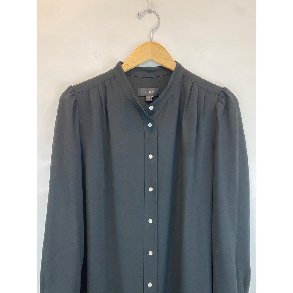 J. Crew Button Front Dress in 365 Crepe Size 16 Long Sleeve Career Workwear New - Picture 3 of 8